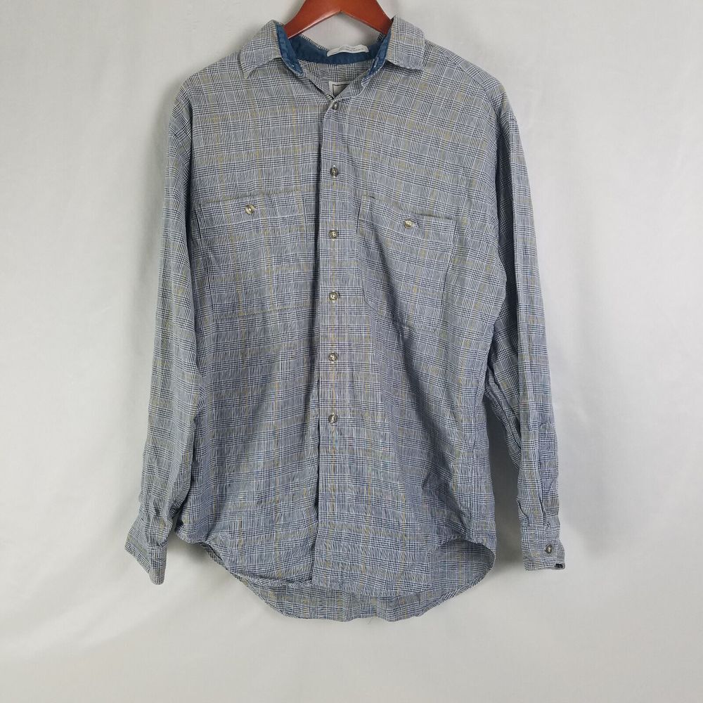 John Henry Editions Shirt Mens Large Plaid Long Sleeve Button Up‎ Pockets